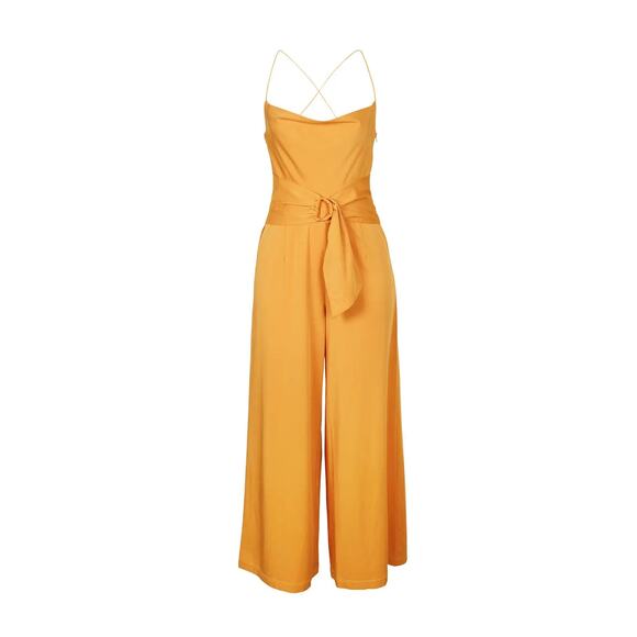 Mink Pink Yellow Marigold Wide Leg Jumpsuit Size Large - Picture 1 of 10